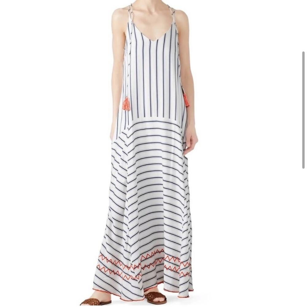 Charli Carenna stripe maxi dress white